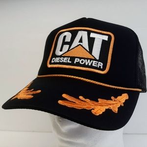Caterpillar Retro Vintage Style Military Patch Hat Cap Made in USA Machinery Tra